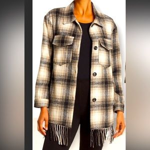 Laundry fringed shacket